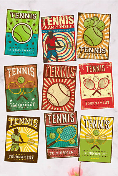 qoeuyl boutique Set de 9 cărți poștale tematice cu tenis