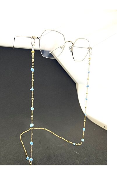 Optic Master Row of Natural Aquamarine Stone Glasses Cord / Chain