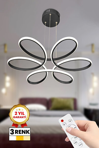 RİZZ Papatya Topsuz 3 Renk Kumandalı Led Avize Büyük Salon Ledli Avize