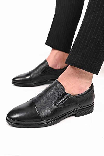 Bestello Laceless Rubber Sole Genuine Leather Comfort Shoes 333-1948 Men's Shoes
