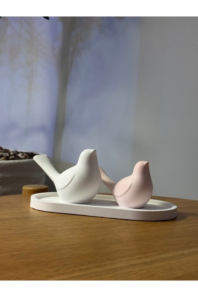 Otantik Dekoratif Pembe Beyaz Kuş seti