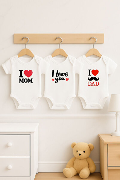 Bebe wini 100% Organic Cotton 3-Piece Mother Father Printed Short Sleeve Baby...