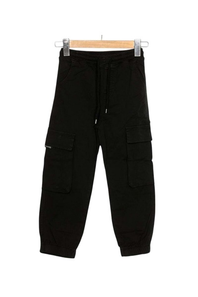BAŞAK ÇOCUK GİYİM 439506 Cuffed Pants with Cargo Pockets for Ages 8/12 - Blac...