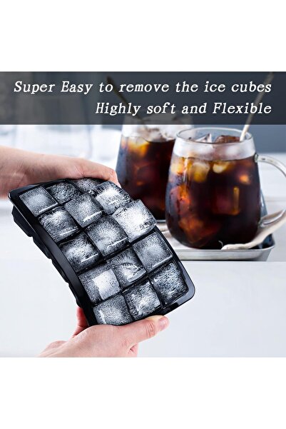 Generic 2pcs Silicone Ice Cube Trays with No Leaking Lid, Flexible 15 Cavities Square Ice Cube Mold No Odors