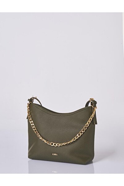 Kayra Chain Detailed Shopper Bag Khaki