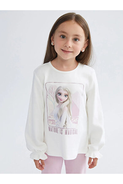 LC Waikiki Lcw Kids Ecru Elsa Printed Girls' T-Shirt and Leggings 2-Pack