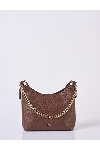 Kayra Chain Detailed Shopper Bag Bitter Brown