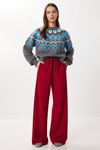 Lovelyİstanbul Very Soft Textured Thessaloniki Sweatpants Lub0063 Light Bordo