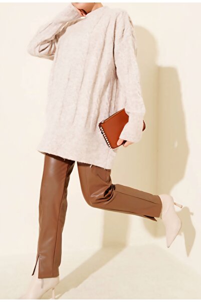 Vaniza Embossed Patterned Knitwear Tunic Sweater