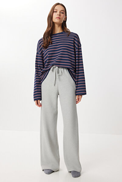 Lovelyİstanbul Very Soft Textured Thessaloniki Sweatpants Lub0063 Gray