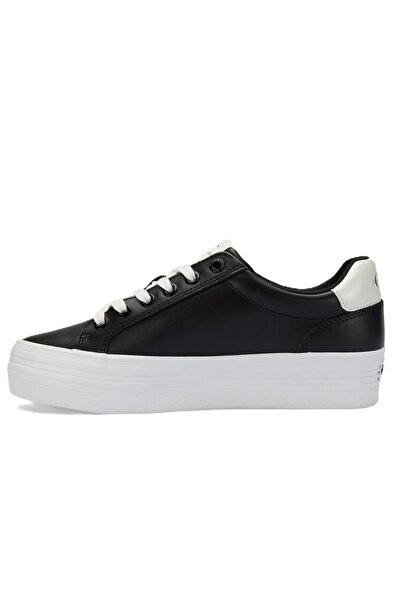 Calvin Klein Vulc Flatform Laceup Leather Womens Sneaker Genuine Leather Women's Casual Sports Shoes Black