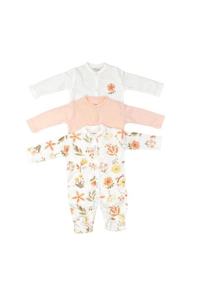 Tiffany Baby Girl Flower Garden 3-Piece Booties Romper Set Ecru 15040