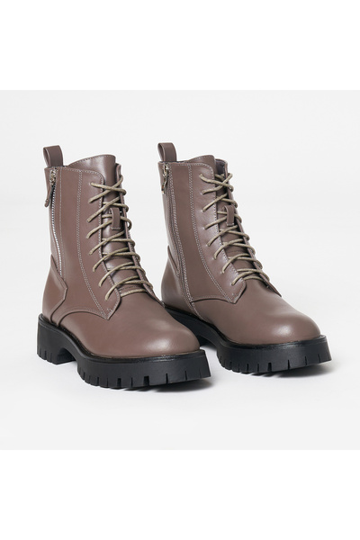 LanaFashion Women's boots made of ecological leather, sole 4cm CRL0625 KHAKI