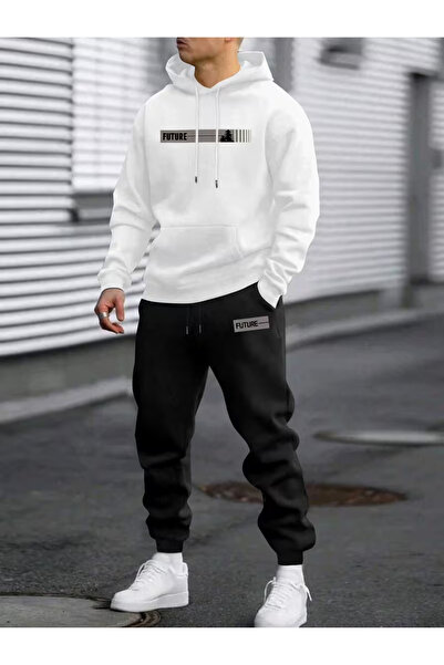 Flaubert Falubert-Men's Printed Hb Oversized Sweatahirt -Sweatpants 2-Piece Set