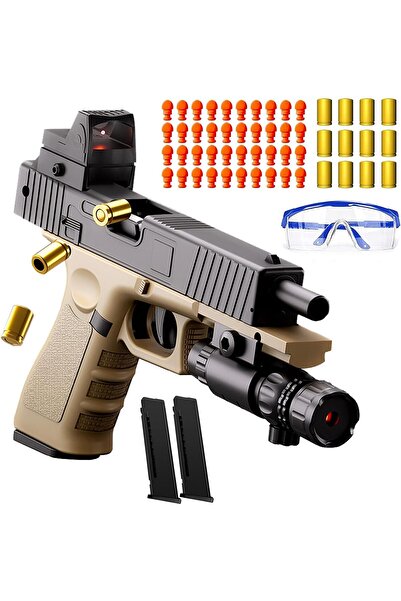 MOONMEN Soft Bullet Toy Gun Pistol - Automatic Shell Ejecting (Glock Khaki)