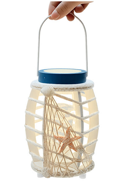 YINZUO ديكور فانوس LED بحري - ضوء شمعة حبل ساحلي مع لمسات نجم البحر والأصداف