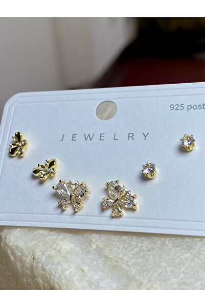 JEWELRY Çoklu Zirkon Taşlı Kelebek Küpe