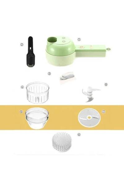 SokShop Electric 7-in-1 Portable Vegetable Chopper with Handle, Cordless, Green BCSH1150