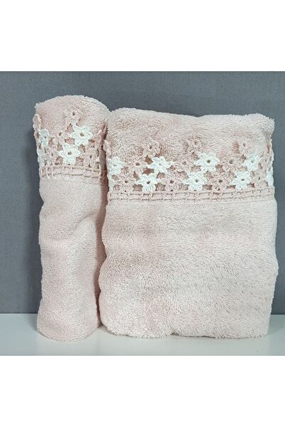 Reiashn Turkish towel, 2 pieces, 100% cotton, pink, size 30*50+50*90 cm