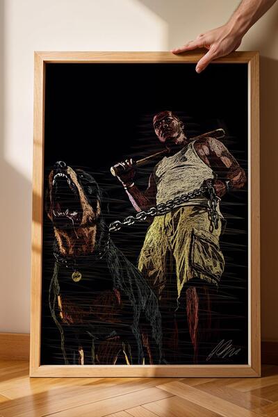 Saturn Pictură înrămată de Franklin Clinton Chop din GTA - Poster estetic Gra...