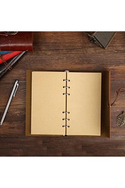 Skygo Large Leaf Pattern Leather Notebook Dark Brown