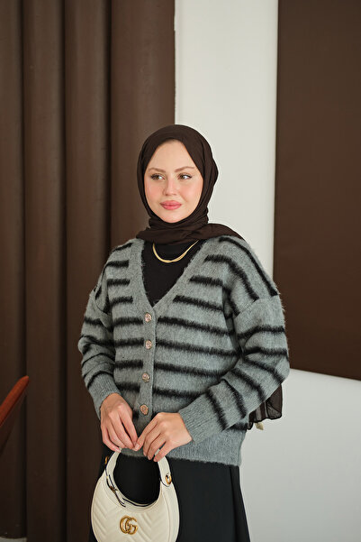 LOCCO Women's Short Knit Cardigan Smoked