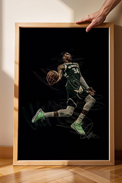 Saturn Pictură înrămată cu cadru de Giannis Antetokounmpo, baschet NBA - post...