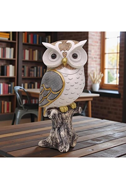 e-life shop Lüks İşlemeli Feng Shui Baykuş Heykeli 20cm Dekoratif Biblo Masa ...