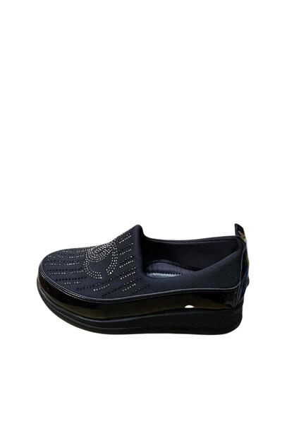 Tuanna Women's Patent Leather Stone Wedge Heel Shoes