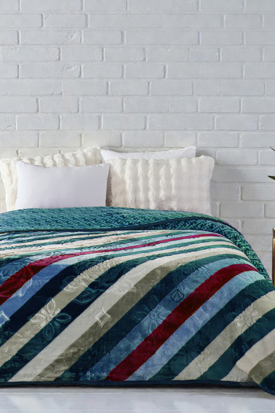 Evlen Home Collection Lora 3 kg Embos Printed Blanket Double Size Thick Soft 220X240 cm Turquoise