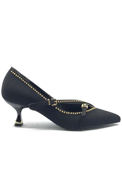 KOCAMANLAR Feles Stiletto Women's Shoes with Staple Buckle Detail Black