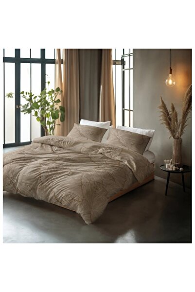 Sleeptime Pure Amber Beige/Brown Duvet Cover Set, 100% Cotton, 140x200/220 cm, Pillowcase 60x70 cm,