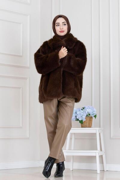 Sevitli Guler șal cu velcro din blană artificială-MARO