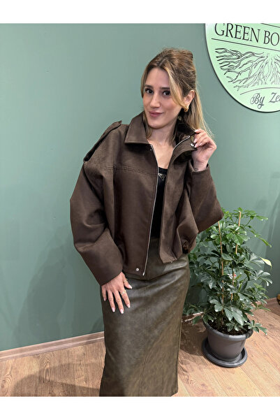 Greenboutique سترة من جلد الغزال بومبر