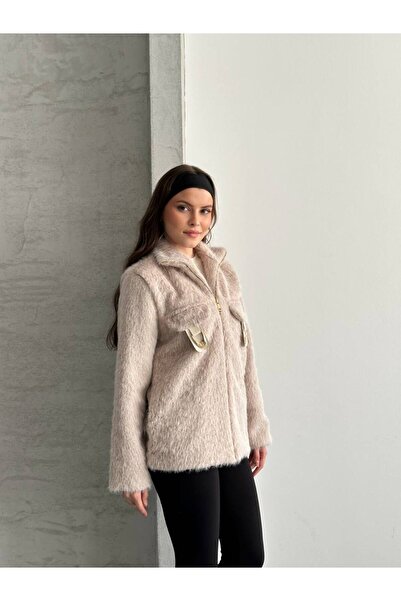 asur boutique Asur Boutique Women's Felt Fabric Buckle Zipper Jacket