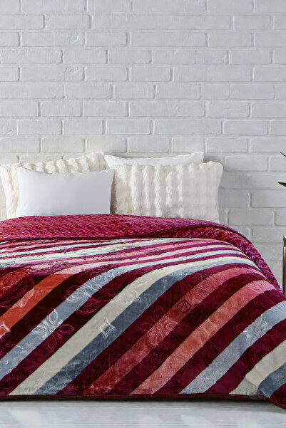 Evlen Home Collection Lora 3 kg Embos Printed Blanket Double Size Thick Soft 220X240 cm Burgundy Powder