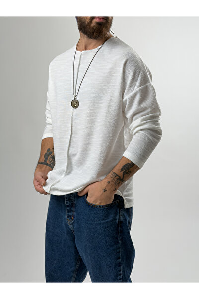 COCOPELLI Men's Ecru Sweatshirt with Design Detail Coc2631