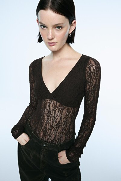 Bershka Uzun kollu dantel body