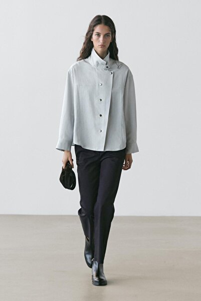 Massimo Dutti Düğme detaylı dökümlü gömlek