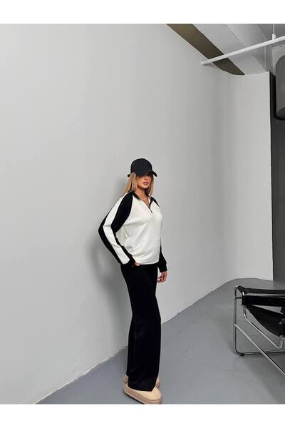 verabelle Women's Raglan Sleeve Mock Neck Color Block Two-Piece Suit with Trousers