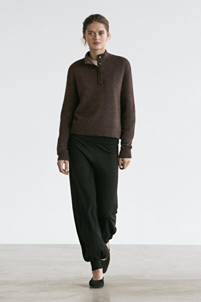 Massimo Dutti Yünlü triko şalvar pantolon