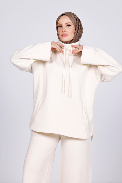 My City 6127 - Stylish Comfortable 3 Thread Fleece-Lined Jersey Turtleneck Loose Women's Set