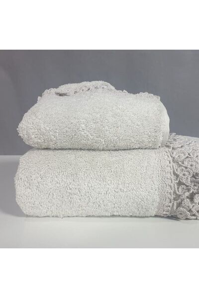 Reiashn Turkish towel, 2 pieces, 100% cotton, white, size 30*50+50*90 cm