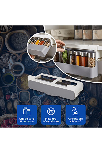 OferteTop Sliding Spice Organizer, 6 Jar Holder