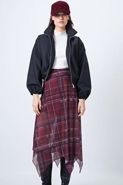 Trend Alaçatı Stili Women's Black Zippered Jacket with Elastic Waist and Sleeves Lined Vs01651