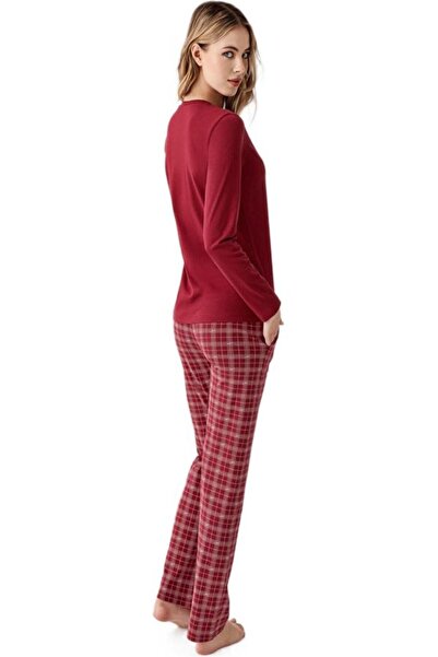 Arnetta 100% Cotton Crew Neck Plaid Pajama Set