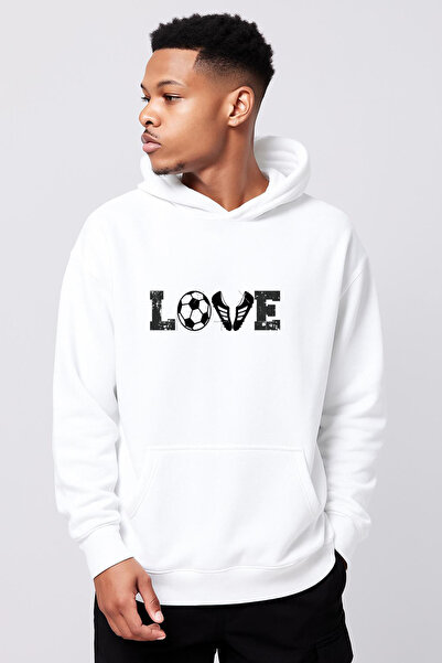 Rivox Unisex White Hooded Oversized Sweatshirt Lovefoot Printed