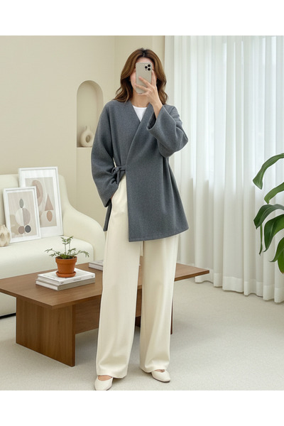 MissRunin Çapraz Bağlamalı Kaşe Kimono