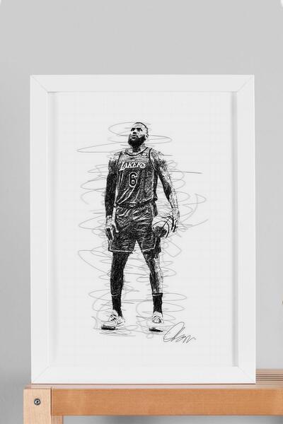 Saturn Pictură înrămată cu LeBron James, baschet NBA - poster estetic