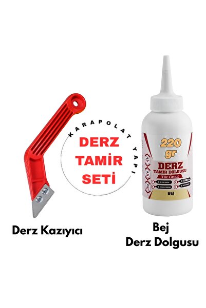 KarapolatYapı Derz Tamir Seti(Derz Kazıma Bıçağı, Bej Derz Tamir Dolgusu)